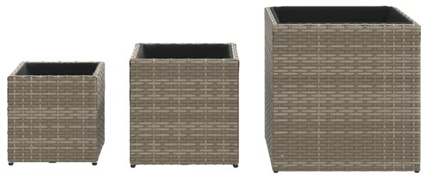 VidaXL 3 db szürke polyrattan kerti ültetőláda