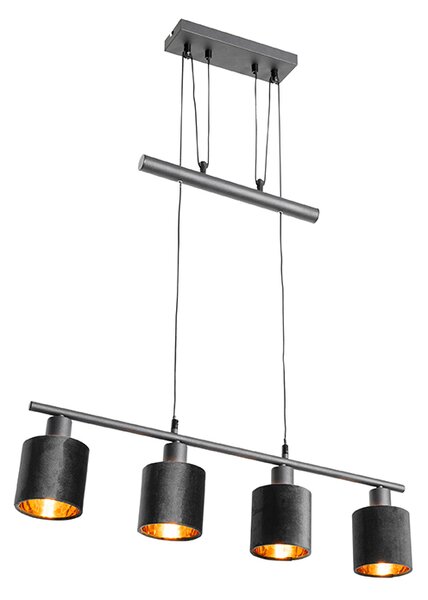 Moderne hanglamp zwart met kap zwart 4-lichts - Merwe