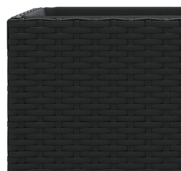 3 db fekete polyrattan kerti ültetőláda