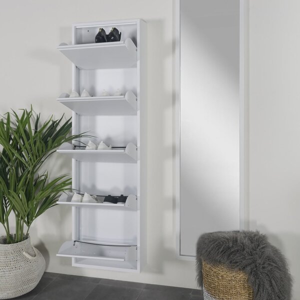 Fehér fém billenő ajtós cipőtartó 50x169x15 cm Billy – Spinder Design