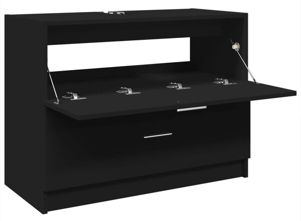 Fekete szerelt fa mosdószekrény 78 x 37 x 59 cm