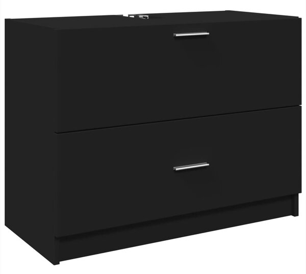 Fekete szerelt fa mosdószekrény 78 x 37 x 59 cm