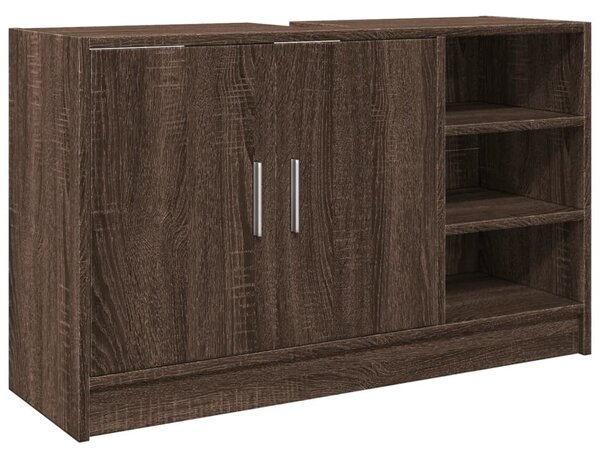 Barna tölgy színű szerelt fa mosdószekrény 90 x 29 x 55 cm