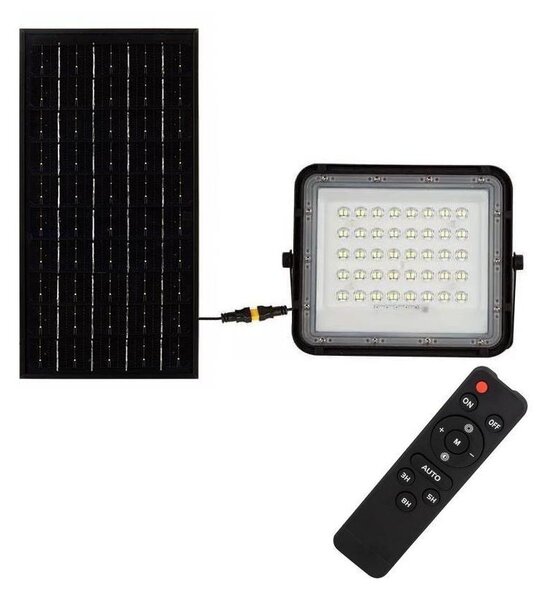 V-Tac LED Kültéri napalemes reflektor LED/10W/3,2V IP65 4000K fekete + távirányító VT1358