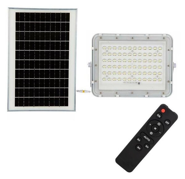V-Tac LED Kültéri napalemes reflektor LED/15W/3,2V IP65 6400K fehér + távirányító VT1365