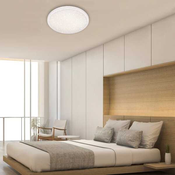 Briloner Stílus LED mennyezeti lámpa, távirányítóval, dimmelhető, Fehér / opál, Nappali / Étkező, Műanyag, Modern