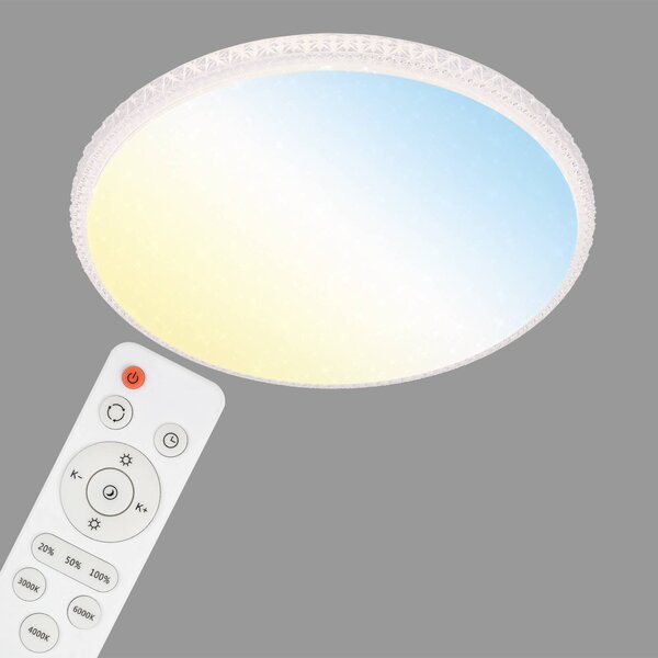 Briloner Stílus LED mennyezeti lámpa, távirányítóval, dimmelhető, Fehér / opál, Nappali / Étkező, Műanyag, Modern