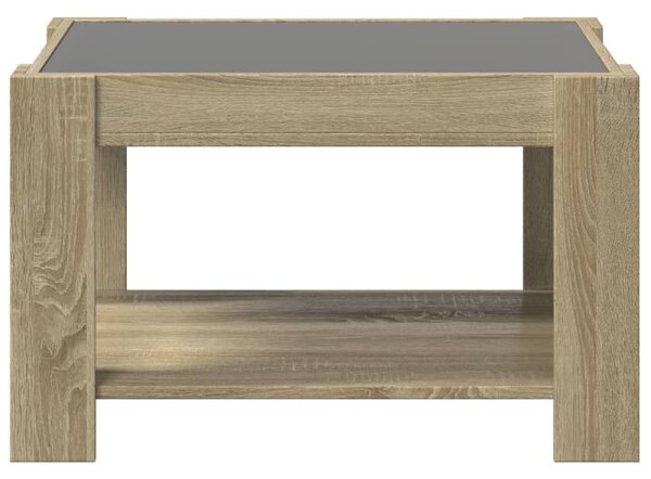 Sonoma tölgy szerelt fa dohányzóasztal LED-del 73 x 53 x 45 cm