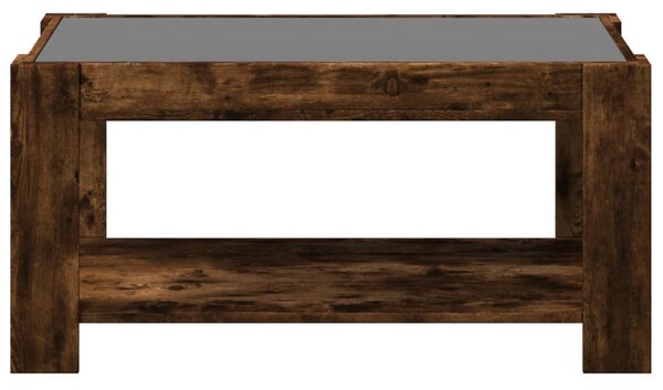 Füstös tölgy szerelt fa dohányzóasztal LED-del 93 x 53 x 45 cm