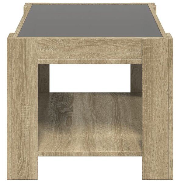 Sonoma tölgy szerelt fa dohányzóasztal LED-del 73 x 53 x 45 cm