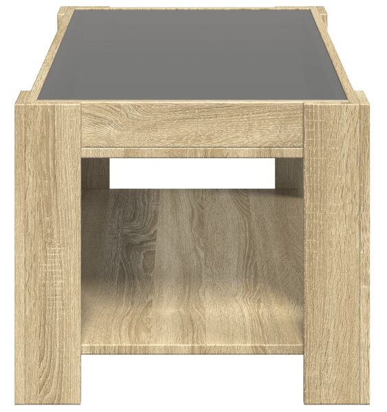 Sonoma tölgy szerelt fa dohányzóasztal LED-del 93 x 53 x 45 cm