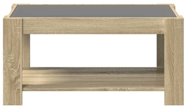 Sonoma tölgy szerelt fa dohányzóasztal LED-del 93 x 53 x 45 cm