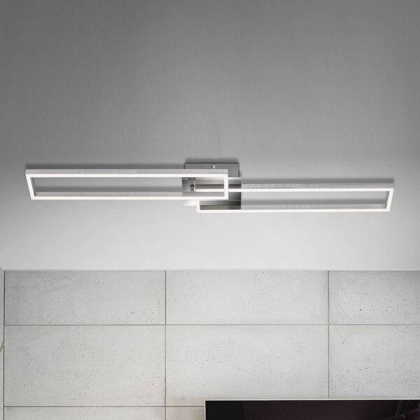 Briloner Frame LED mennyezeti lámpa, távirányítóval, krómozott, dimmelhető, Alu / szürke / cink, Nappali / Étkező, fém, Modern