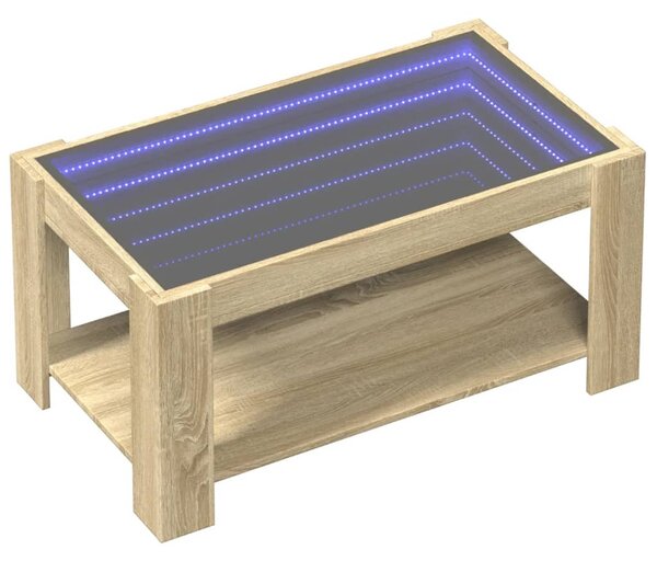 Sonoma tölgy szerelt fa dohányzóasztal LED-del 93 x 53 x 45 cm