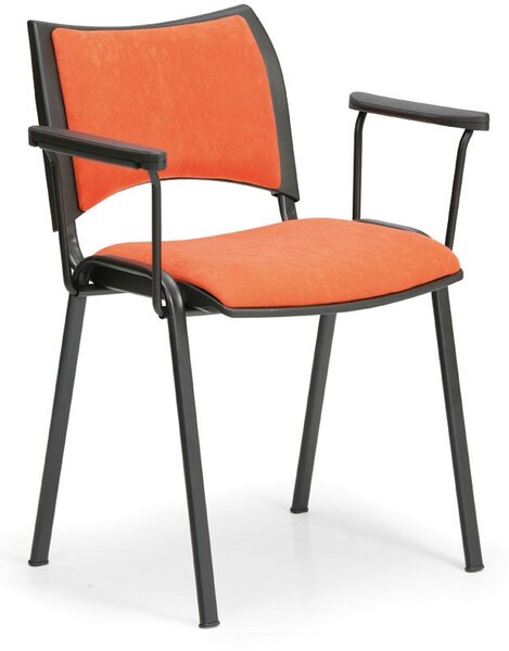 SMART konferencia szék - fekete lábak karfával, narancssárga