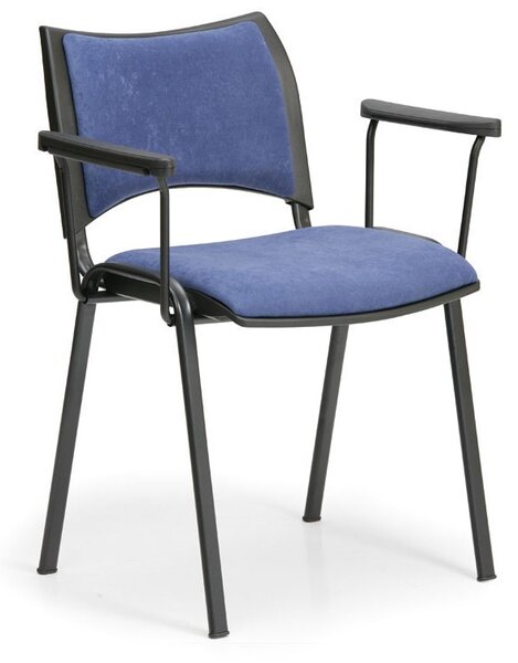 SMART konferencia szék - fekete lábak karfával, kék