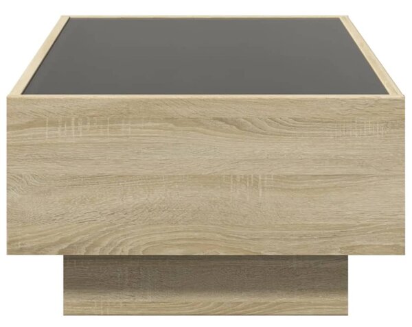 Sonoma tölgy szerelt fa dohányzóasztal LED-del 90 x 50 x 30 cm