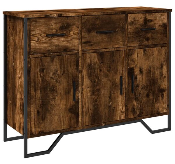 Füstös tölgy színű szerelt fa tálalószekrény 97 x 32,5 x 74,5cm