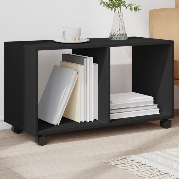 Fekete szerelt fa görgős szekrény 72 x 33 x 42,5 cm