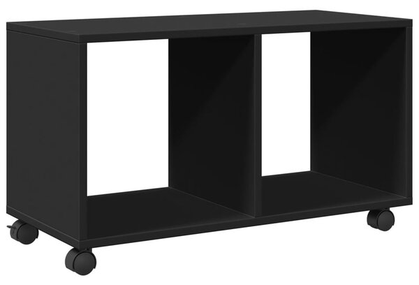 Fekete szerelt fa görgős szekrény 72 x 33 x 42,5 cm