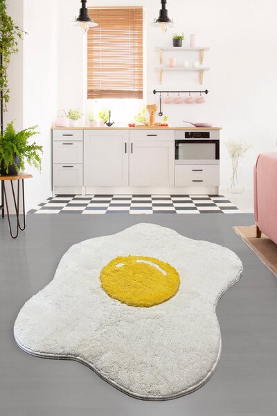 Egg Akril fürdőszoba szőnyeg Fehér sárga