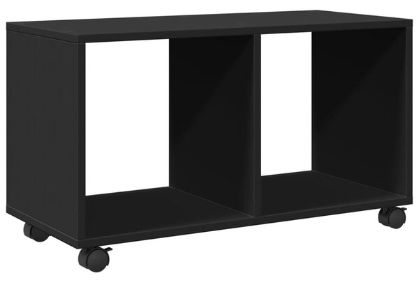 Fekete szerelt fa görgős szekrény 72 x 33 x 42,5 cm