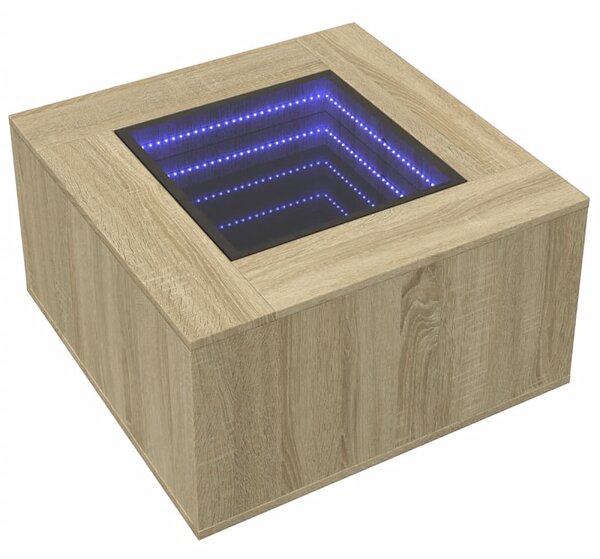 Sonoma tölgy szerelt fa dohányzóasztal LED-del 60 x 60 x 40 cm
