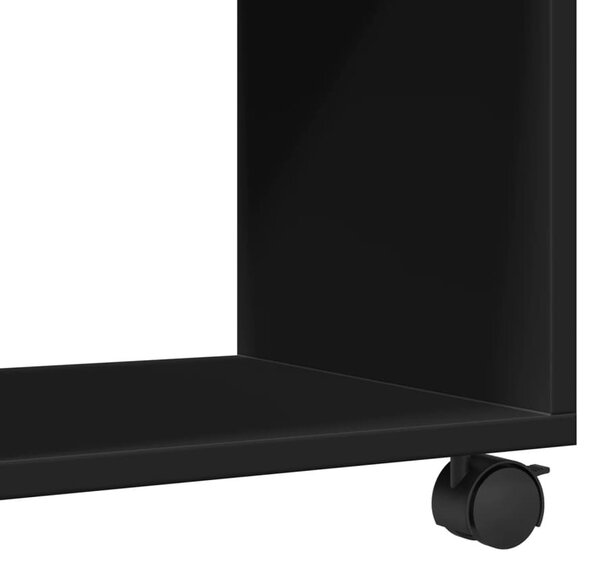 Fekete szerelt fa görgős szekrény 72 x 33 x 42,5 cm