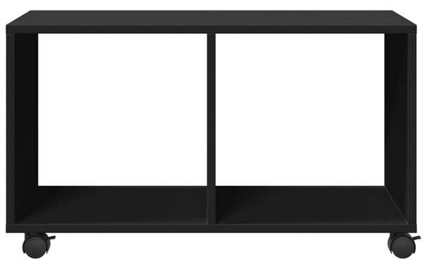 Fekete szerelt fa görgős szekrény 72 x 33 x 42,5 cm
