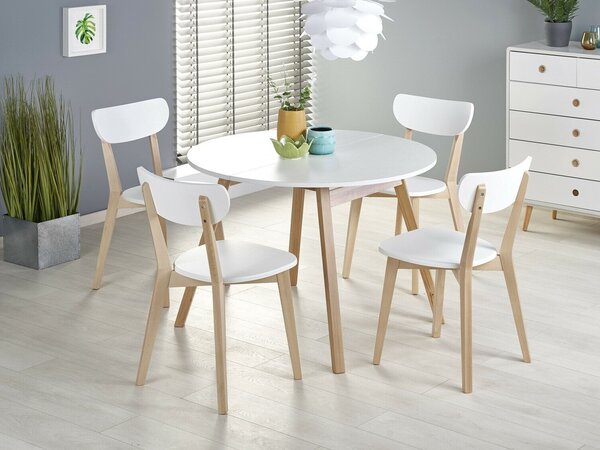 Asztal Houston 981, 73cm, Tölgy, Fényes fehér, Bükkfa
