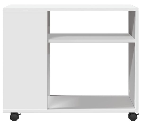Fehér szerelt fa kisasztal kerekekkel 70 x 35 x 60 cm