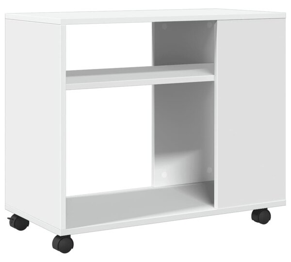 Fehér szerelt fa kisasztal kerekekkel 70 x 35 x 60 cm