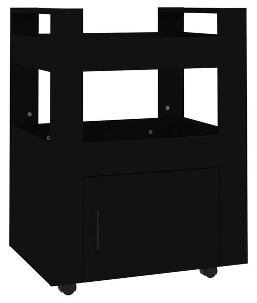 Fekete szerelt fa konyhai-kocsi 60 x 45 x 80 cm