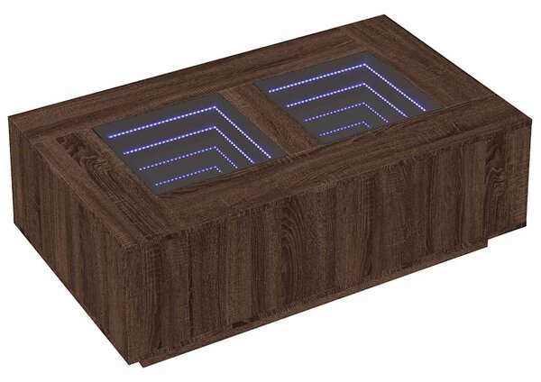 Tölgy színű végtelen hatású LED-es dohányzóasztal 116x69x40 cm