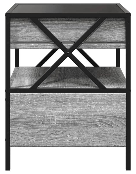 VidaXL szürke sonoma végtelen hatású LED-es éjjeliszekrény 40x40x51 cm