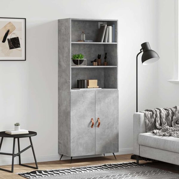 Modern Fa Magasszekrény - Betonszürke - 69,5x34x180 cm