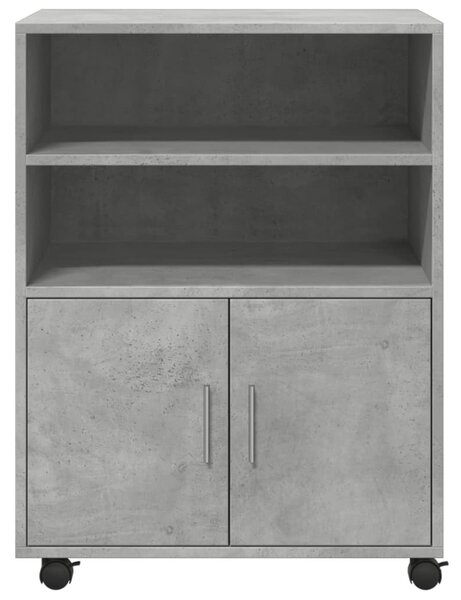 Betonszürke szerelt fa kerekes szekrény 60 x 48 x 81 cm