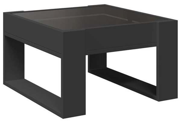 Fekete végtelen hatású LED-es dohányzóasztal 50 x 53 x 30 cm