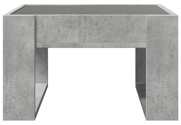 Betonszürke végtelen hatású LED-es dohányzóasztal 50x53x30 cm