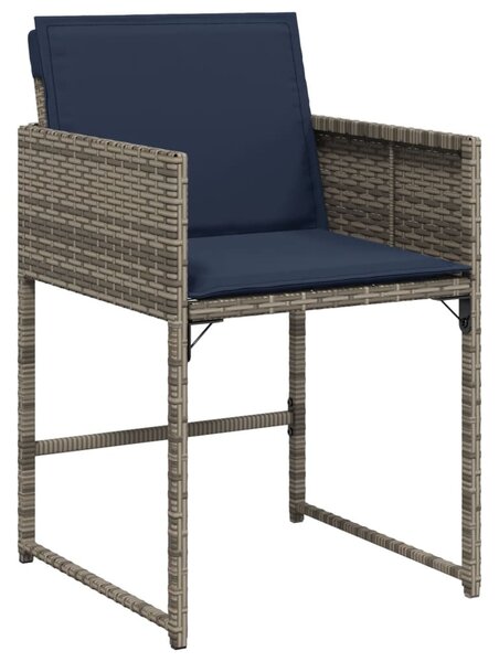 4 db szürke polyrattan kerti szék párnával