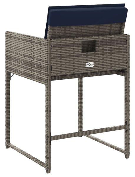 4 db szürke polyrattan kerti szék párnával