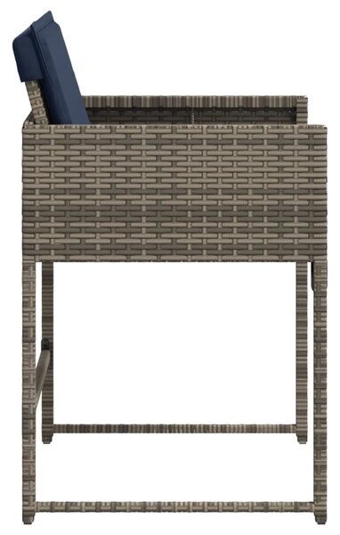 4 db szürke polyrattan kerti szék párnával