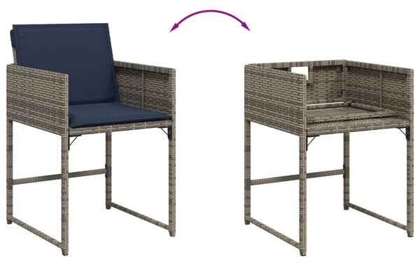 4 db szürke polyrattan kerti szék párnával
