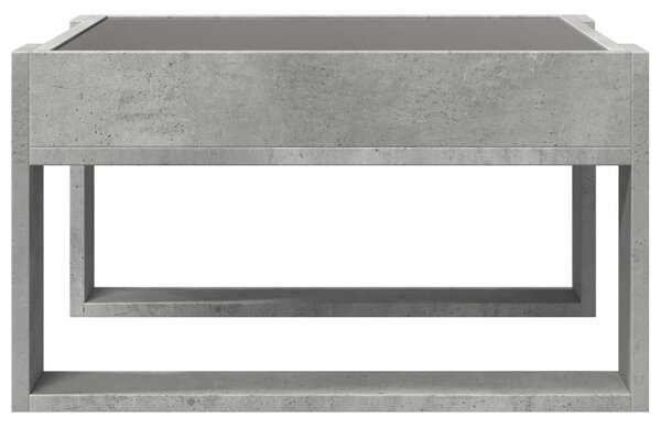 Betonszürke végtelen hatású LED-es dohányzóasztal 50x53x30 cm
