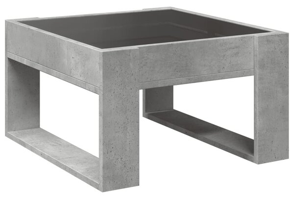 Betonszürke végtelen hatású LED-es dohányzóasztal 50x53x30 cm