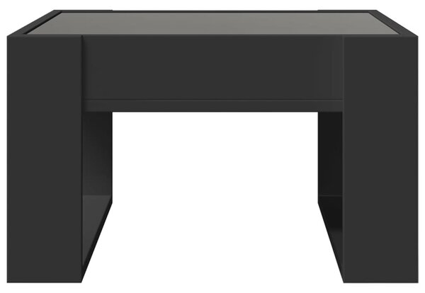 Fekete végtelen hatású LED-es dohányzóasztal 50 x 53 x 30 cm