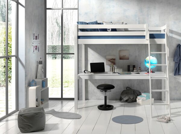 Fehér magasított borovi fenyő gyerekágy 90x200 cm PINO – Vipack