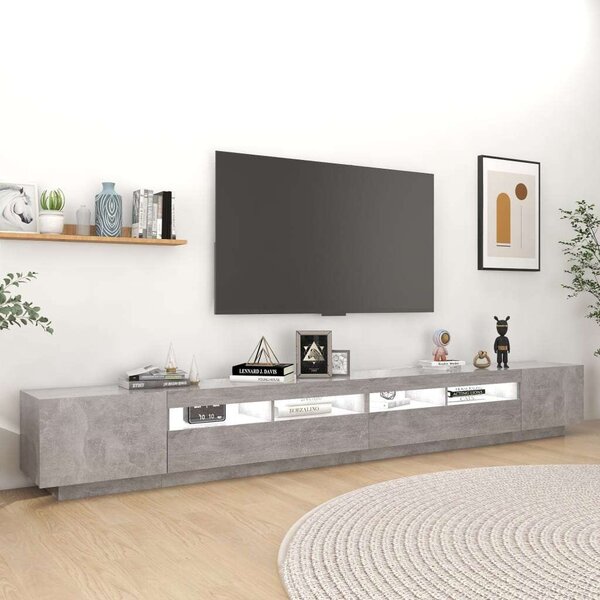Modern LED TV Szekrény - Betonszürke - 300cm