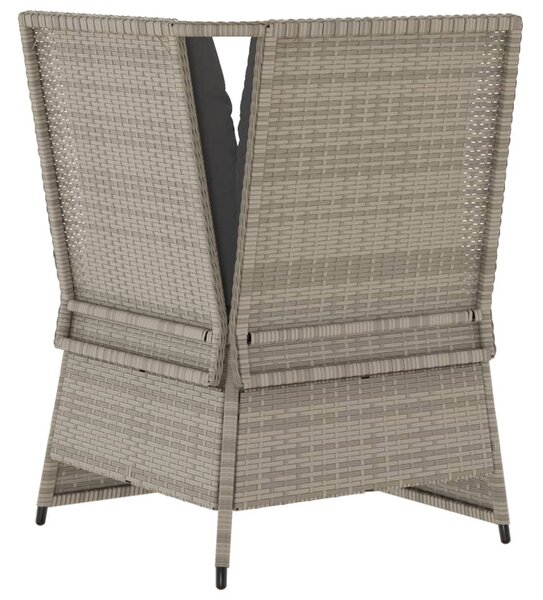 Világosszürke polyrattan kerti sarokkanapé párnával