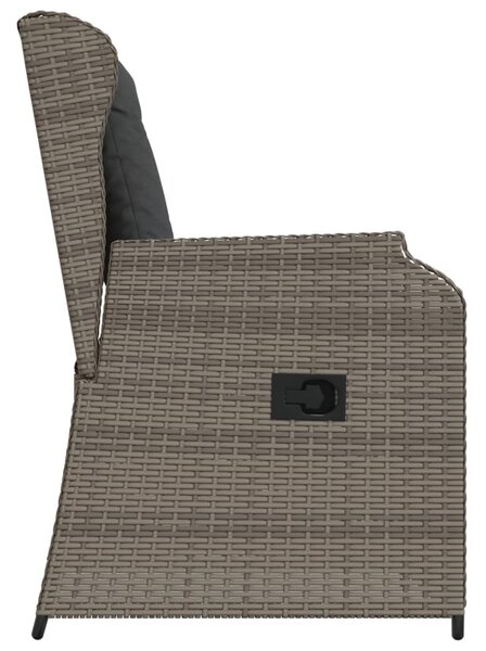2 db szürke polyrattan dönthető kerti szék párnákkal